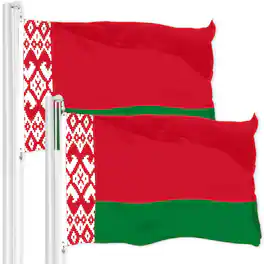 G128 - 2-Pack Belarus Flag 3 x 5 ft, 150D Polyester, Double-Needle Stitching, Brass Grommets - Assorted Colors