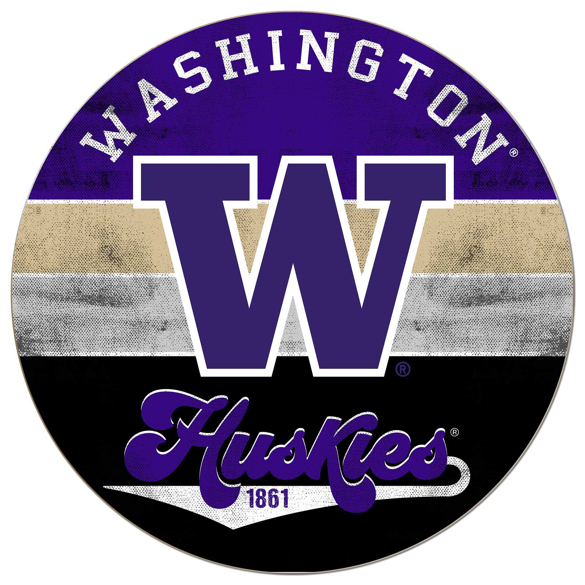 Washington Huskies 20'' x 20'' Retro Logo Circle Sign