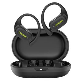 PRIMEPLUS - Open-Ear Wireless Earbuds, ENC Noise Cancellation Clip-On Bluetooth Earbuds, More Comfortable for Gym Commute & Work - Black