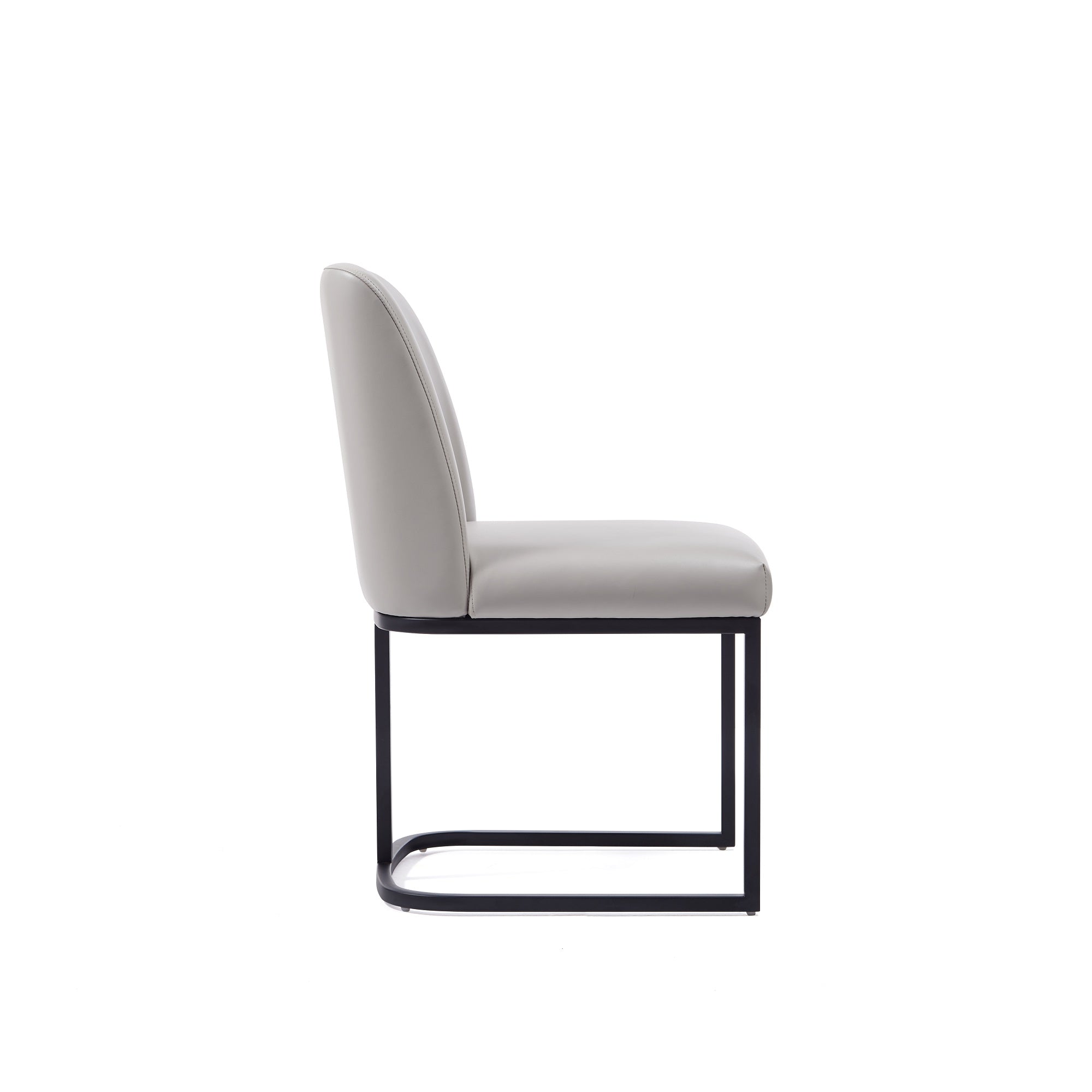 Alt View 1. Manhattan Comfort - Serena Modern Metal Vegan Leather Dining Chair - Set of 2 - Light Gray.