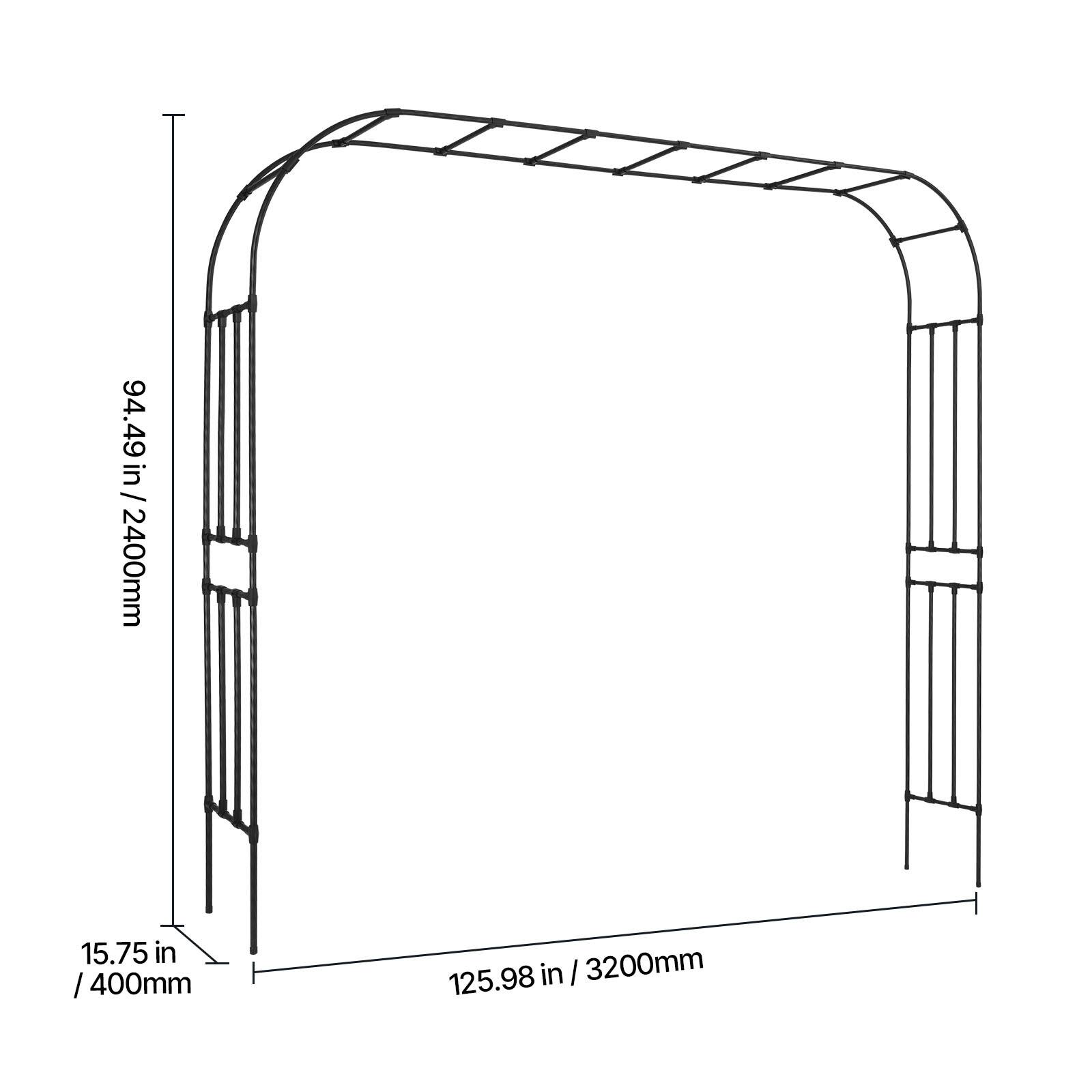 94.49 in / 2400mm  
15.75 in / 400mm  
125.98 in / 3200mm