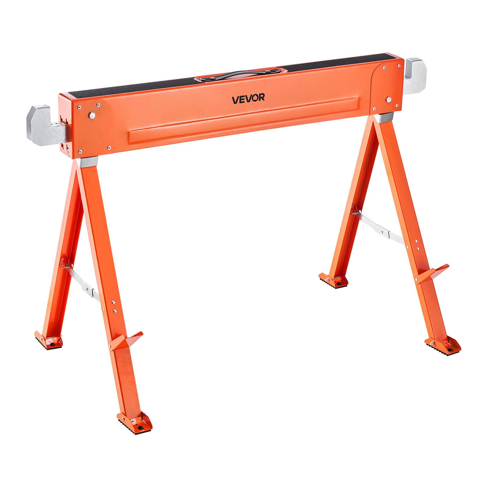Alt View 5. VEVOR - Saw Horses, 2 Pack Folding Work Horses, 1323 lbs Load Capacity Sawhorse with Heavy Duty Legs, All-Metal Portable Saw - Orange.