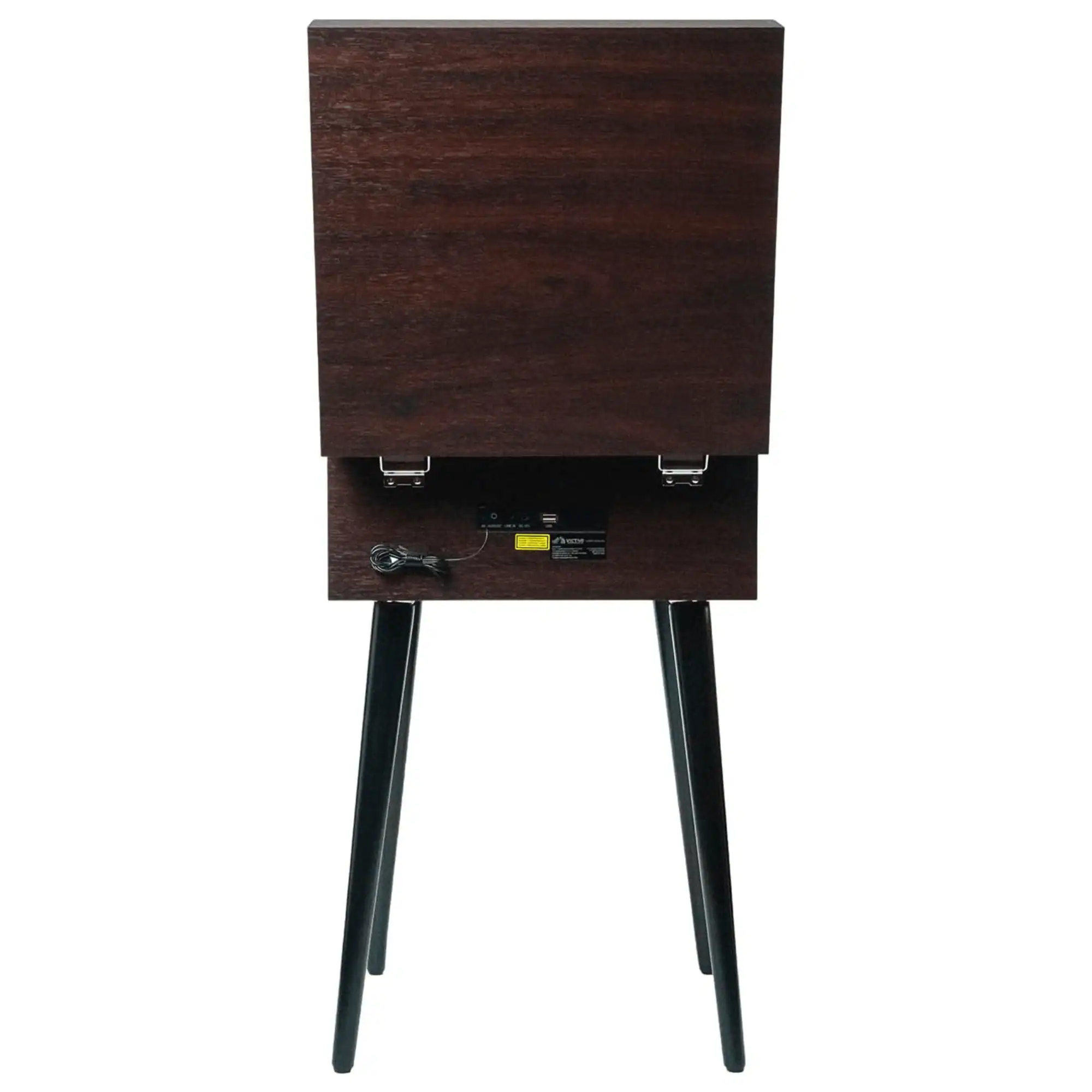 Back. Victor Audio - Newbury 8-in-1 Music Center w Chair-Height Legs, USB Slot & AM FM Radio - Espresso.
