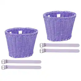 Unique Bargains - Bike Basket Front, Hand-Woven Bicycle Basket with Adjustable PU Belts, 2pcs - Fits Most Road Bikes, Bicycles/Scooters - Purple