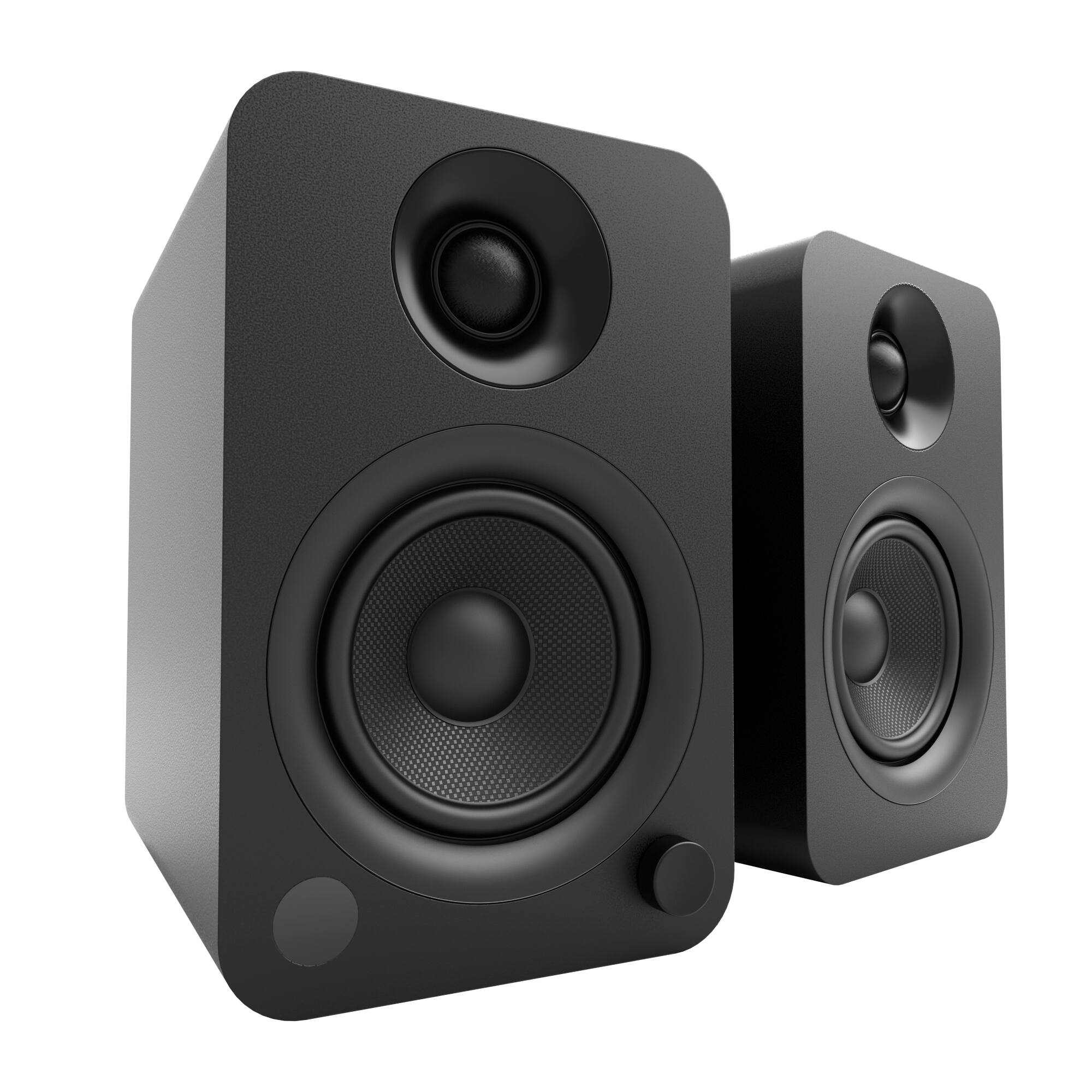 Angle. Kanto - Kanto YU Powered Bookshelf Speaker with Bluetooth & RCA Input (Matte Black) - Pair - Black.