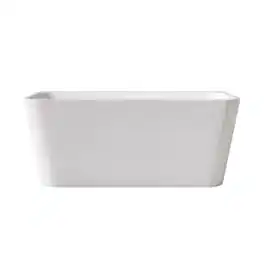 Loheer - 55 in Freestanding Acrylic Soaking Bathtub Rectangular Tub - Gloss White