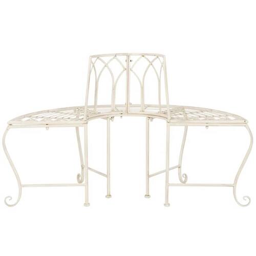 Back. SlickBlue - Outdoor Half-Circle Tree Bench for Patio and Garden Seating - White.
