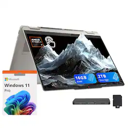 Lenovo - Yoga 7 14" Touchscreen 2-in-1 Laptop,AMD Ryzen AI 7 350,16GB RAM,1TB SSD+1TB Dock Station,Win 11 Pro - Seashell