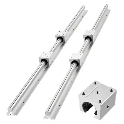 Front. VEVOR - Linear Rail Kit, SBR25, 2Pcs 1200 mm (47.24 inch) Linear Motion Guide Rails and 4Pcs Bearing Slide Blocks - Silver.