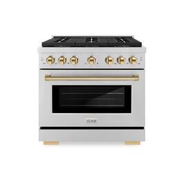 ZLINE - Autograph 36 in. Paramount Dual Fuel Range with 6 Burner DuoPro Cooktop and Gold Accents (PSDRZ-36-G) - Stainless Steel