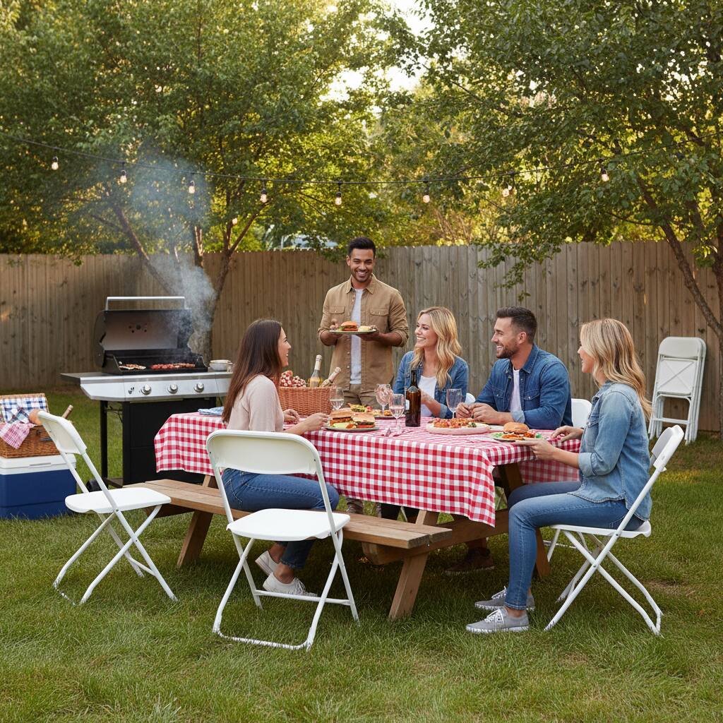 Alt View 4. AOITUN - Folding Chair 4 Pack White - Portable & Comfortable Foldable Chairs for Daily Use - White.