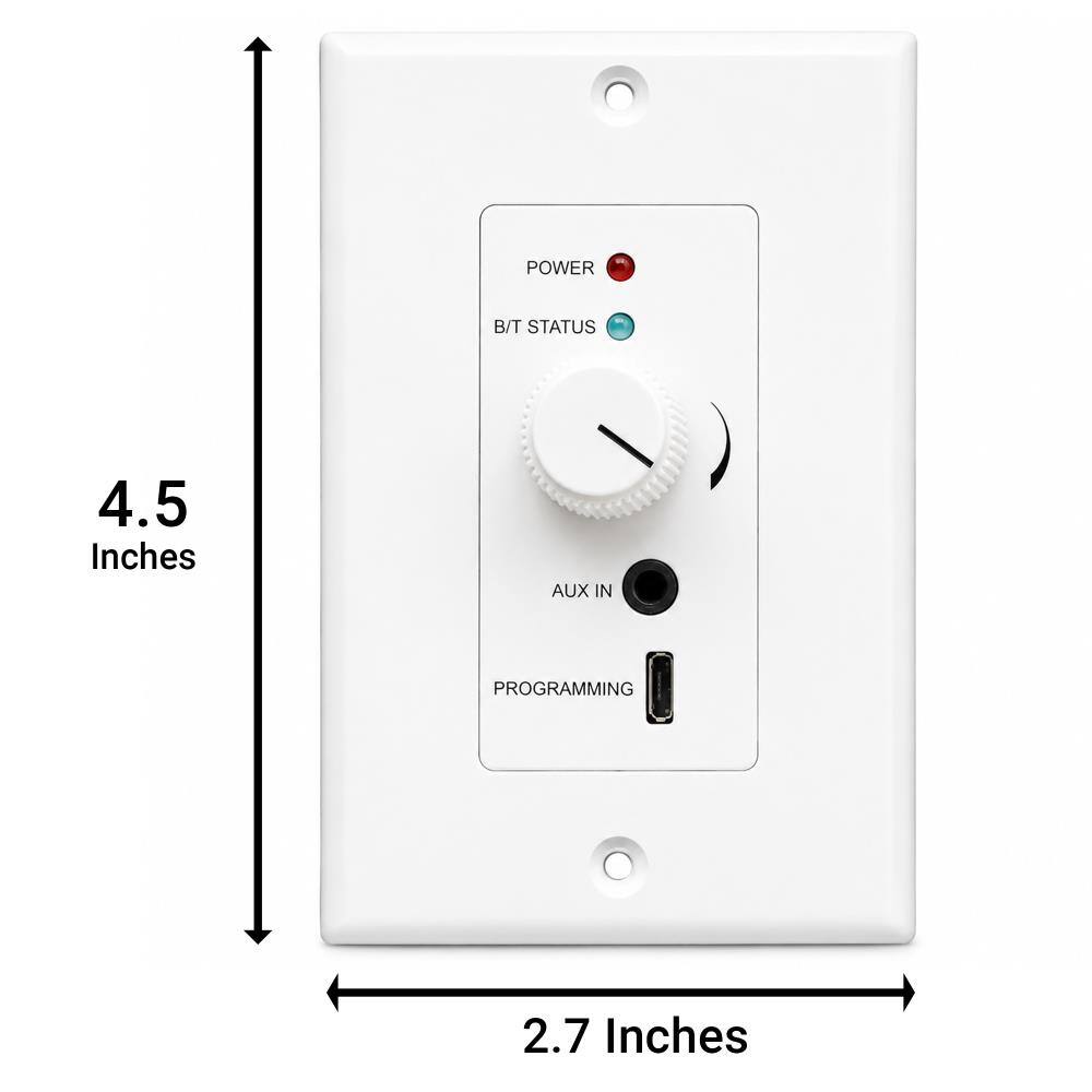 POWER  
B/T STATUS  
4.5 Inches  
AUX IN  
PROGRAMMING  
2.7 Inches