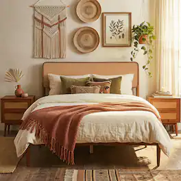 Costway - Wooden Bed Frame Full Size with Wooden Slat Support, No Box Spring Needed - Brown