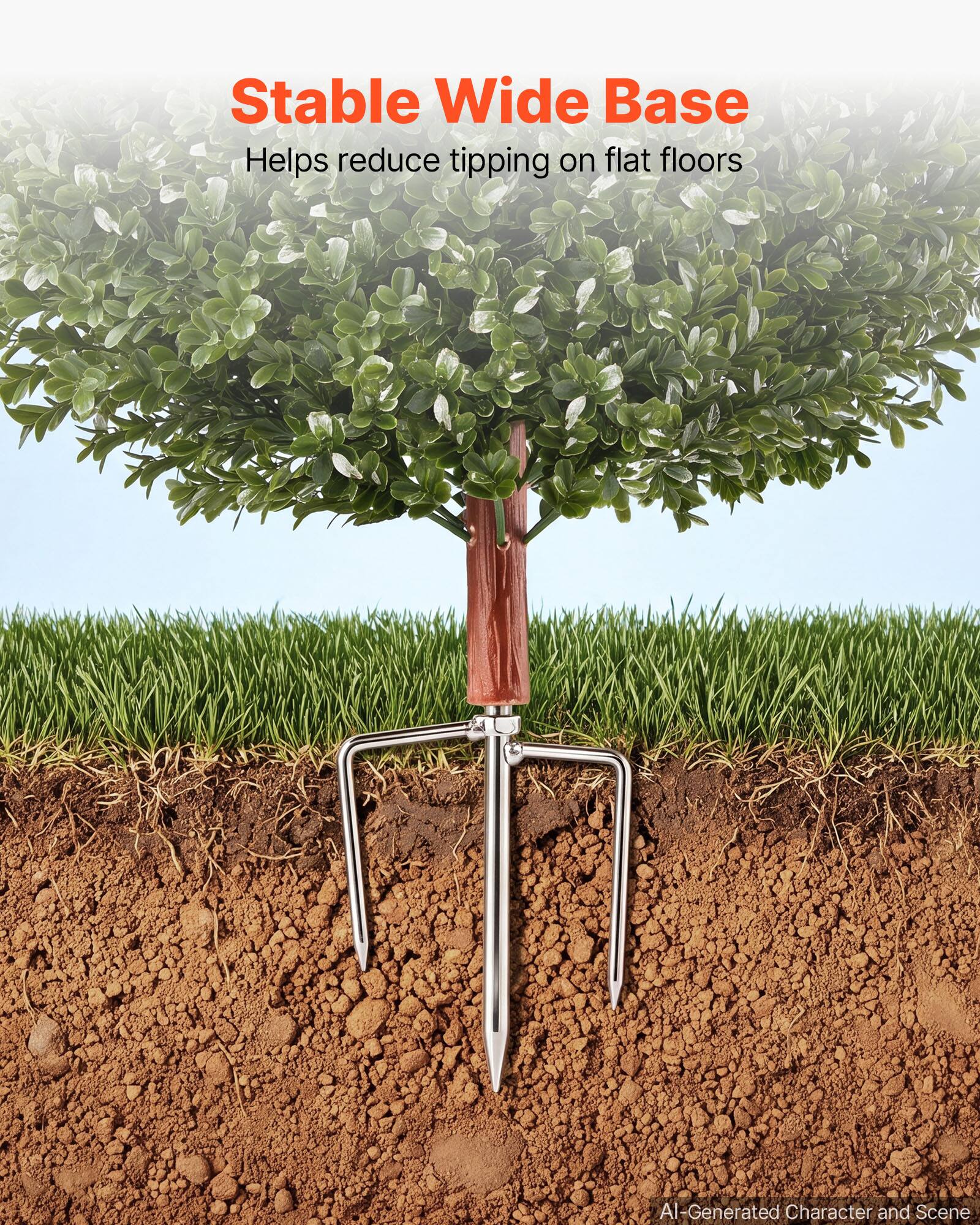 Stable Wide Base  
Helps reduce tipping on flat floors