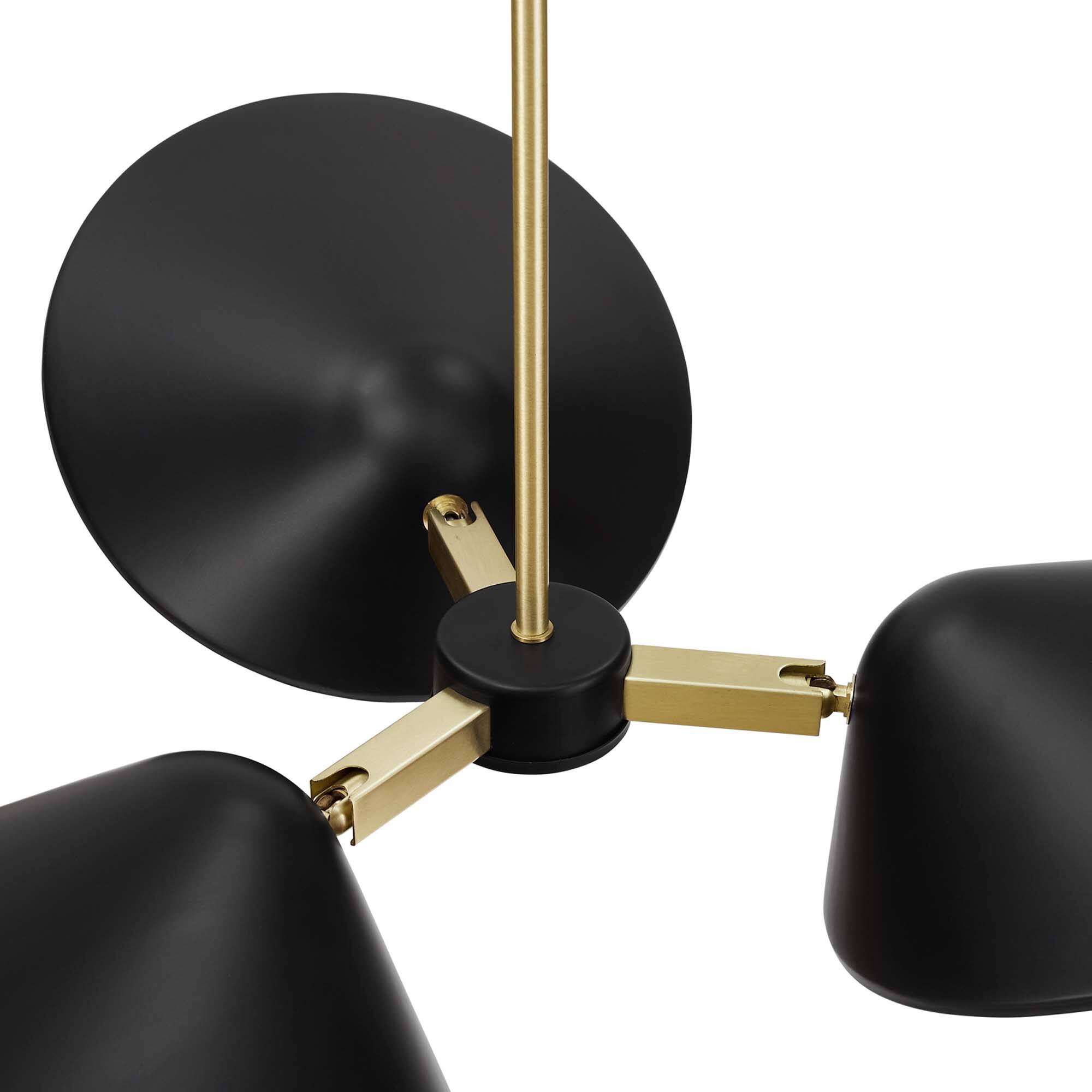 Alt View 4. Modway - Journey 3-Light 3" Arm Pendant by Modway - Black.