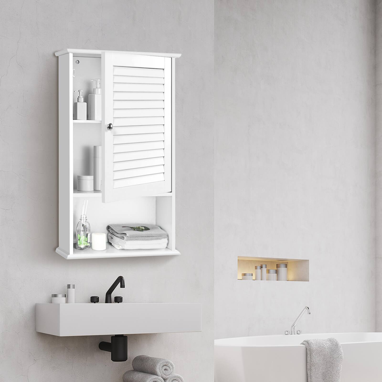 Angle. SlickBlue - Wall-Mounted Bathroom Storage Cabinet for Shelving and Organization - White.