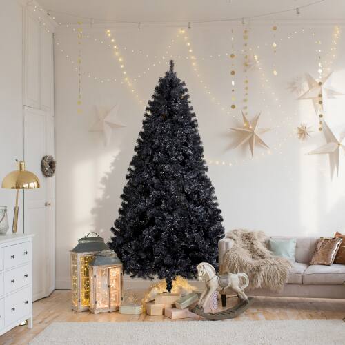 Alt View 7. Winado - 7.5 FT Artificial Black Christmas Tree with 400 Lights, Ornaments for Indoor / Outdoor Holiday Decoration - Black.