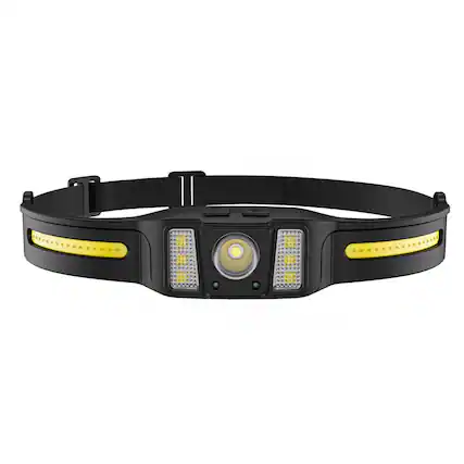 Front. Cluzine - Motion Sensor Rechargeable Headlamp, Ultra Bright Long Endurance Silicone Headlamp for Outdoor Mining - Black.