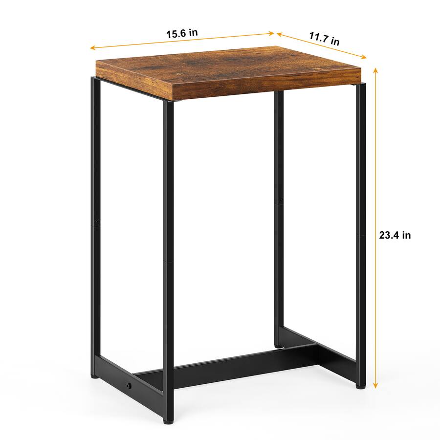 Obby Frame Oumilen Rustic Industrial Side Table, Thick Vintage Wood Grain End ...