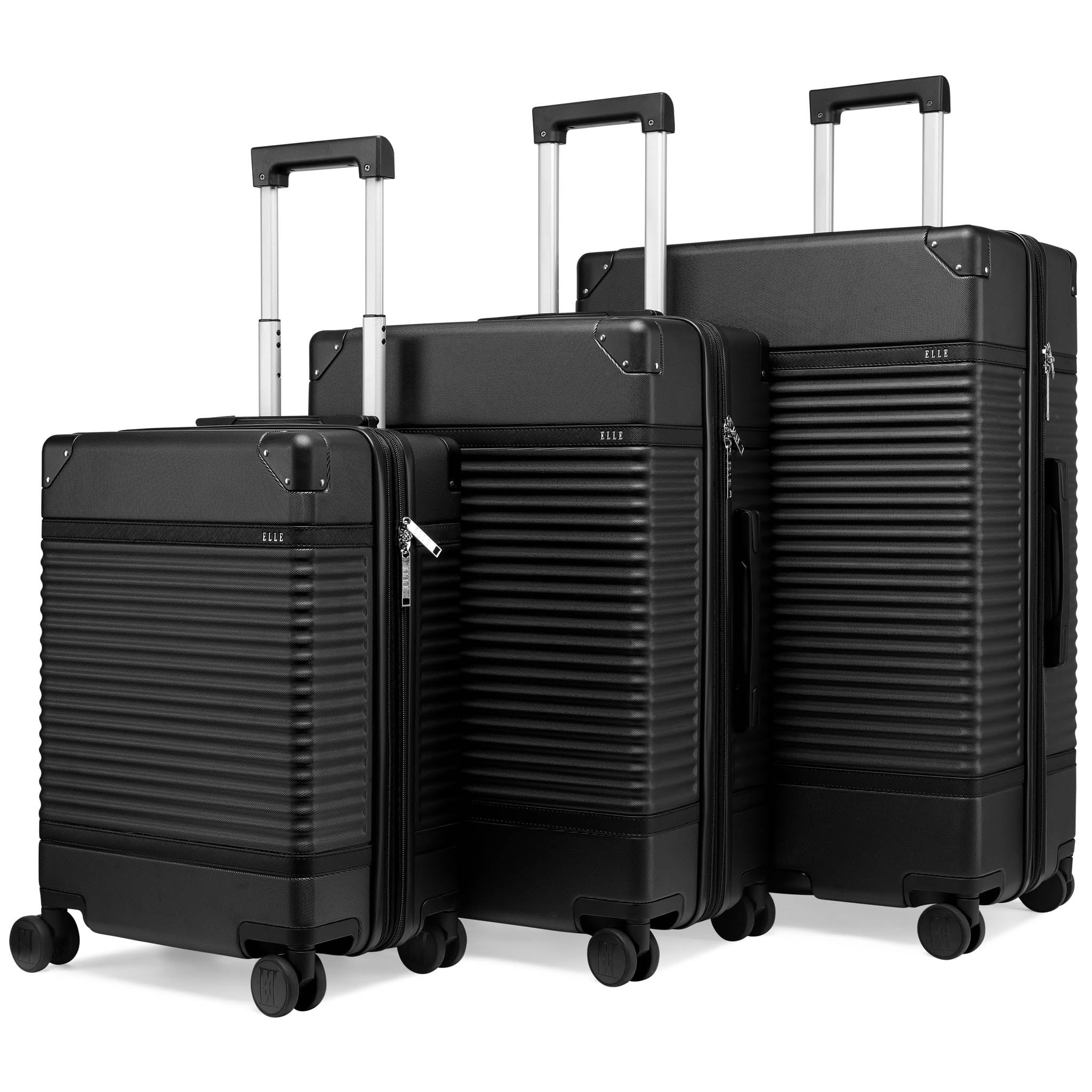 BELLEUAGE セット Elle Belleville 3 Piece Expandable Retro Spinner Luggage Set Black