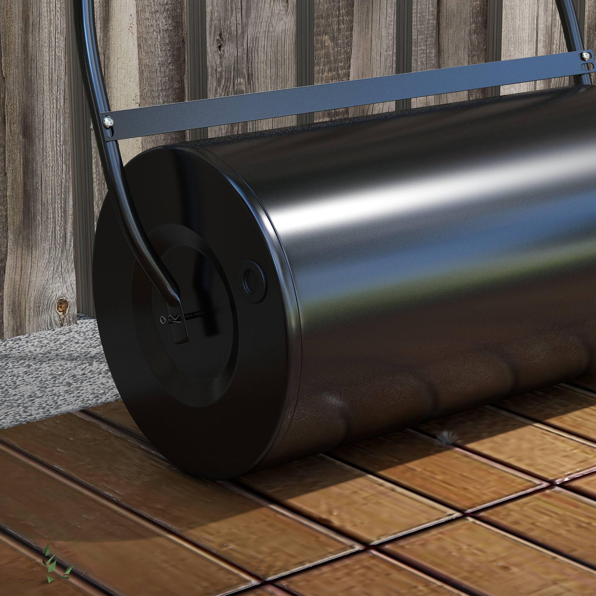 Alt View 7. Outsunny - 46L Lawn Roller, Push/Tow Behind Sod Roller with U Shaped Handle, Water Filled Yard Roller for Garden, Lawn, Backyard - Black.