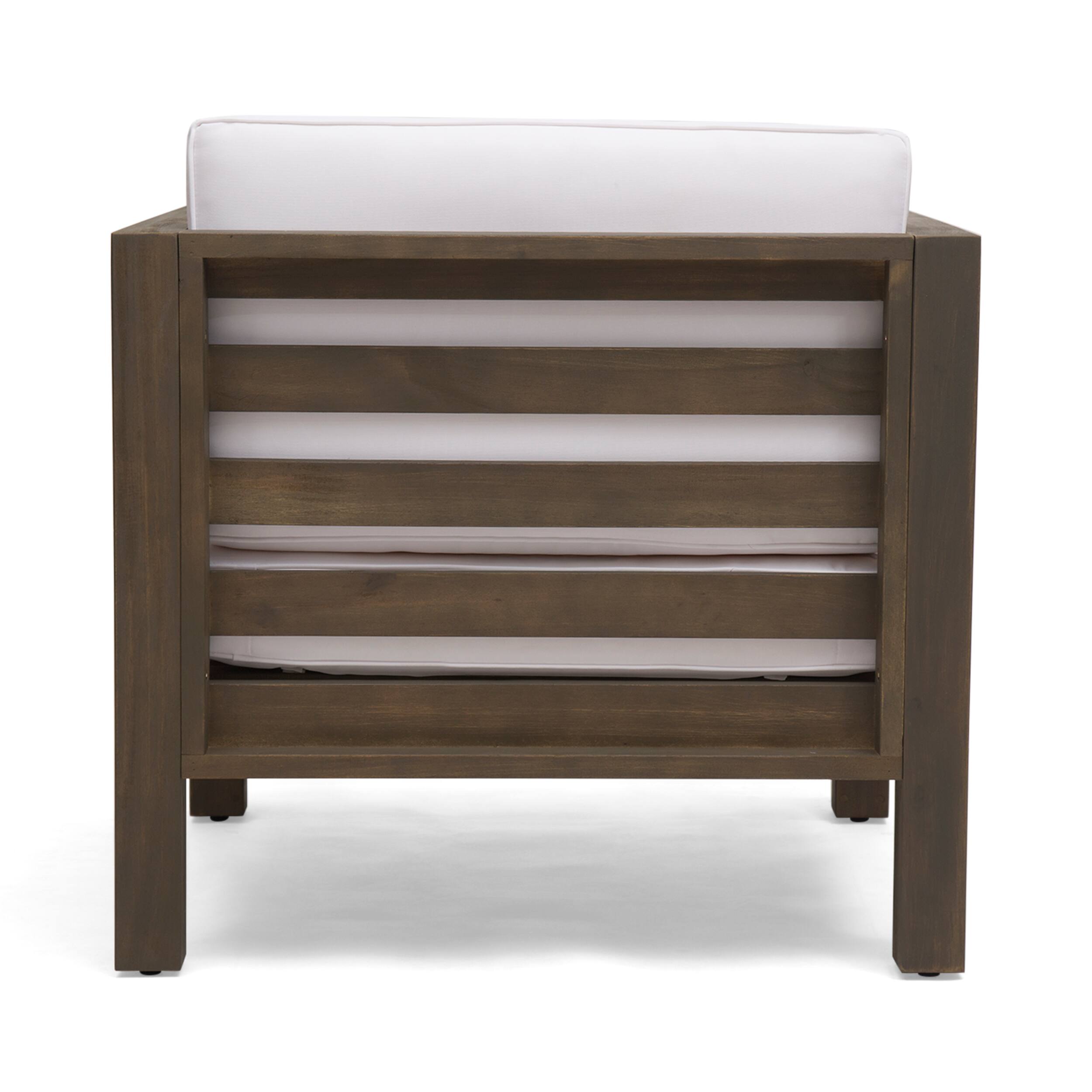 Alt View 2. Mondawe - Acacia Wood Club Chair with Waterproof Cushions - White.