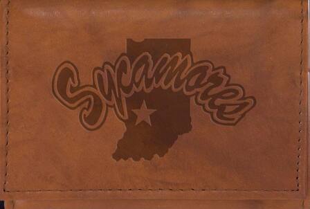 Alt View 5. Rico Industries - Indiana State Sycamores Embossed Brown Leather Trifold Wallet - Multi.