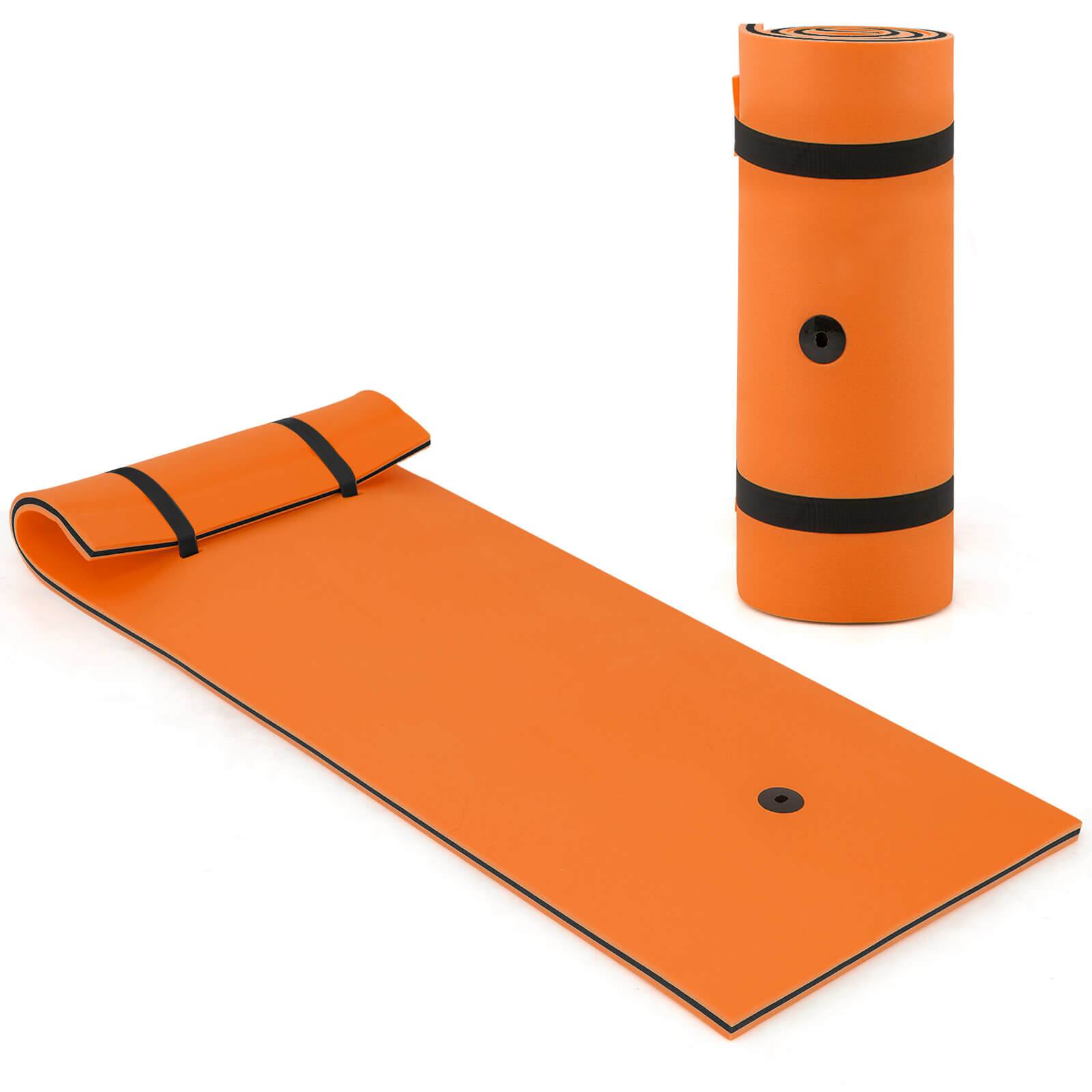 Costway - 3-Layer Tear-proof Water Mat Floating Pad Island Water Sports Relaxing - Orange+Black