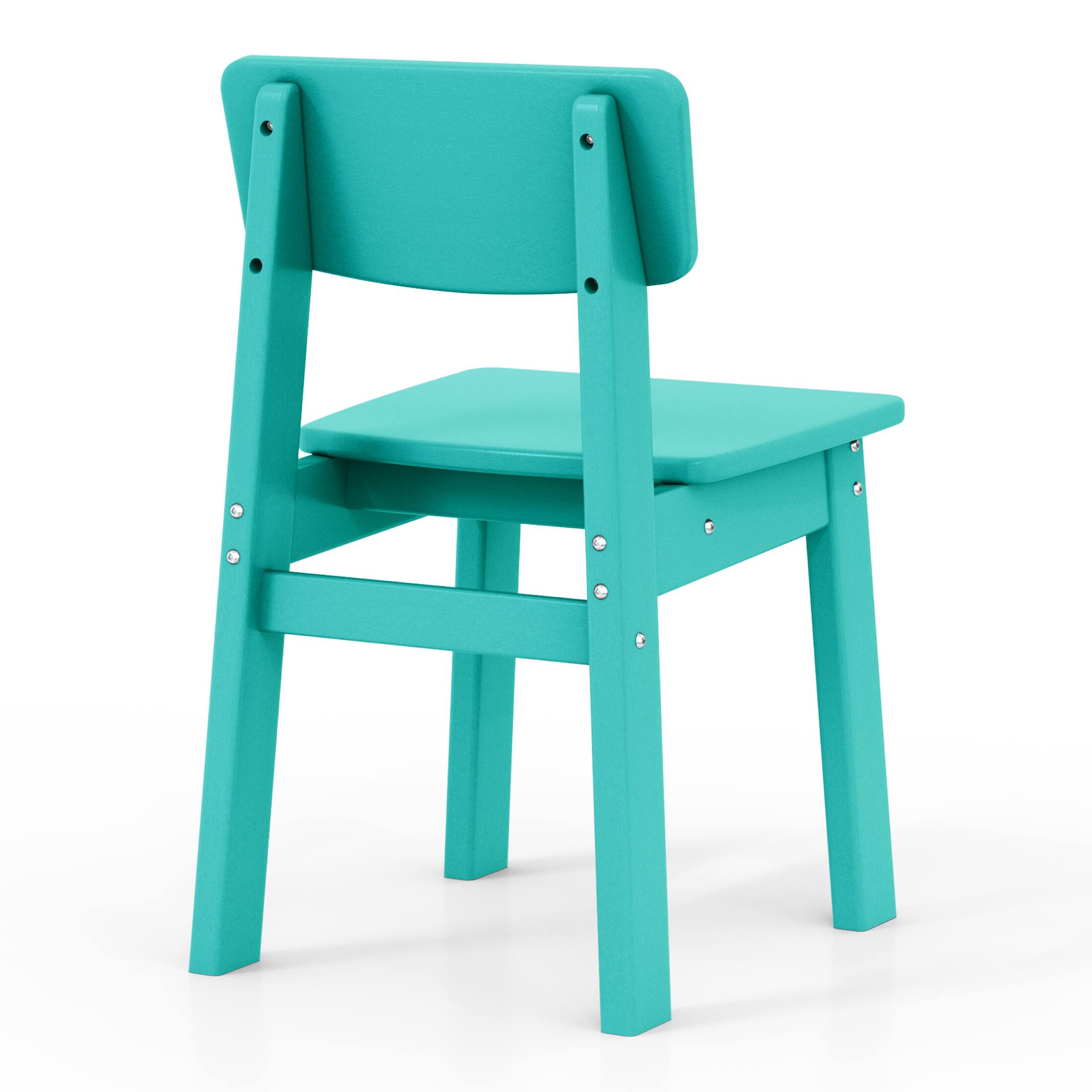 Back. WestinTrends - WestinTrends Tiny Terraces Outdoor HDPE Kids Modern Plastic Toddler Dining Chairs (Set of Two) - Turquoise.