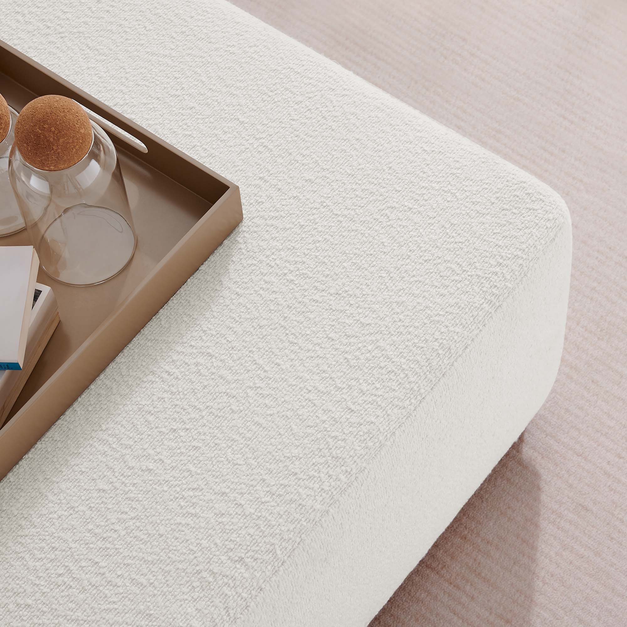 Alt View 5. Modway - Tilden Large 28" Square Boucle Upholstered Ottoman by Modway - Cloud Walnut.