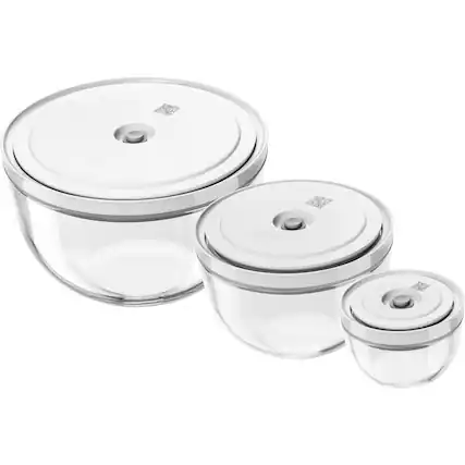 Front. ZWILLING - ZWILLING Fresh & Save BOWLS 3-pc Glass Vacuum Bowl Set - Clear.