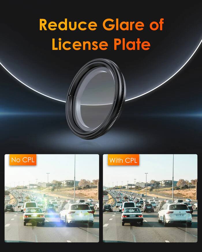 Reduce Glare of License Plate

No CPL

With CPL