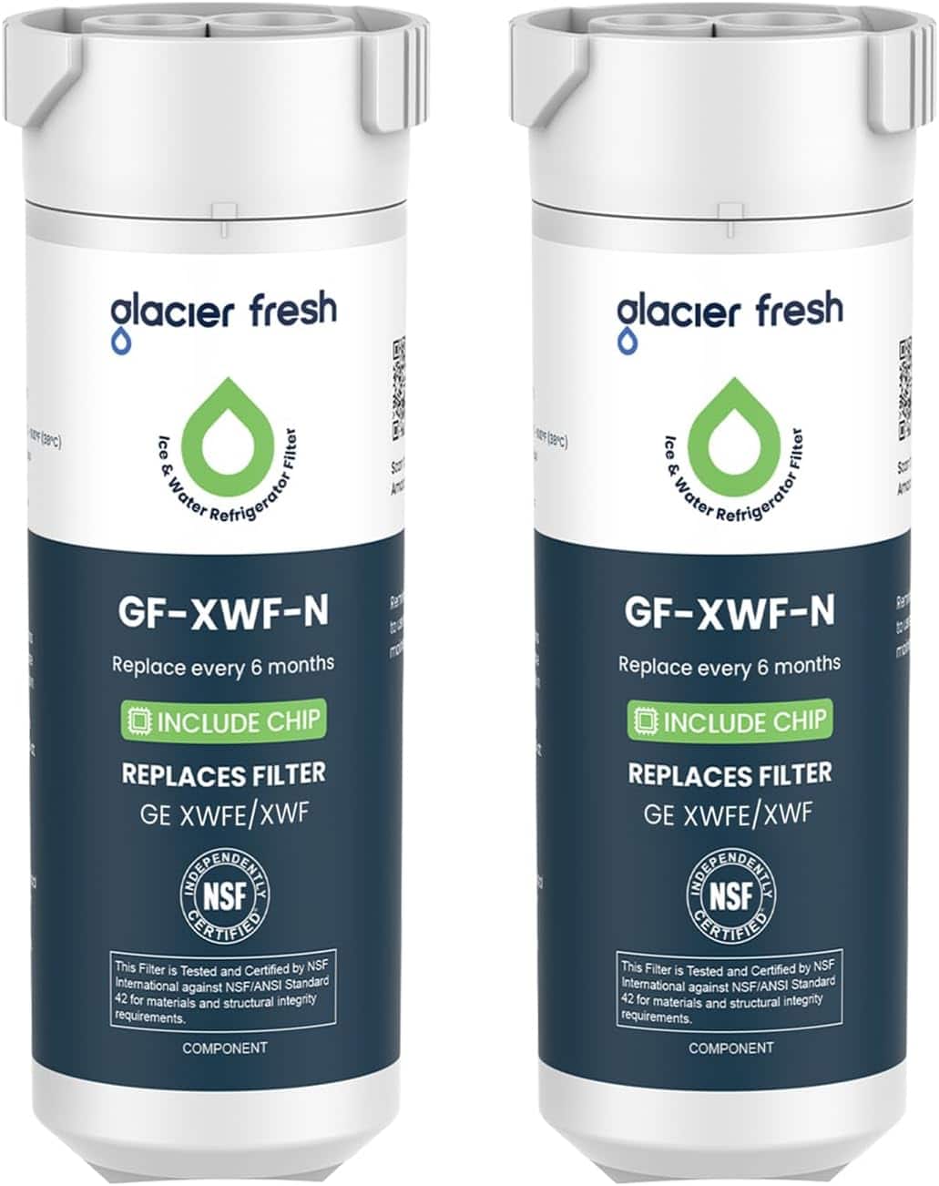 glacier fresh  
(38c) Ice Filter & Water Refrigerator GF-XWF-N Replace every 6 months INCLUDE CHIP REPLACES FILTER GE XWFE/XWF NSF CERTIFIED This Filter is Tested and Certified by NSF International against NSF/ANSI Standard 42 for materials and structural integrity requirements. COMPONENT
