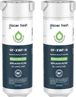 GLACIER FRESH - XWFE Water Filter(with chip), Replacement for GE XWFE, XWF Refrigerator Water Filter, NSF/ANSI 42, 2 Pack