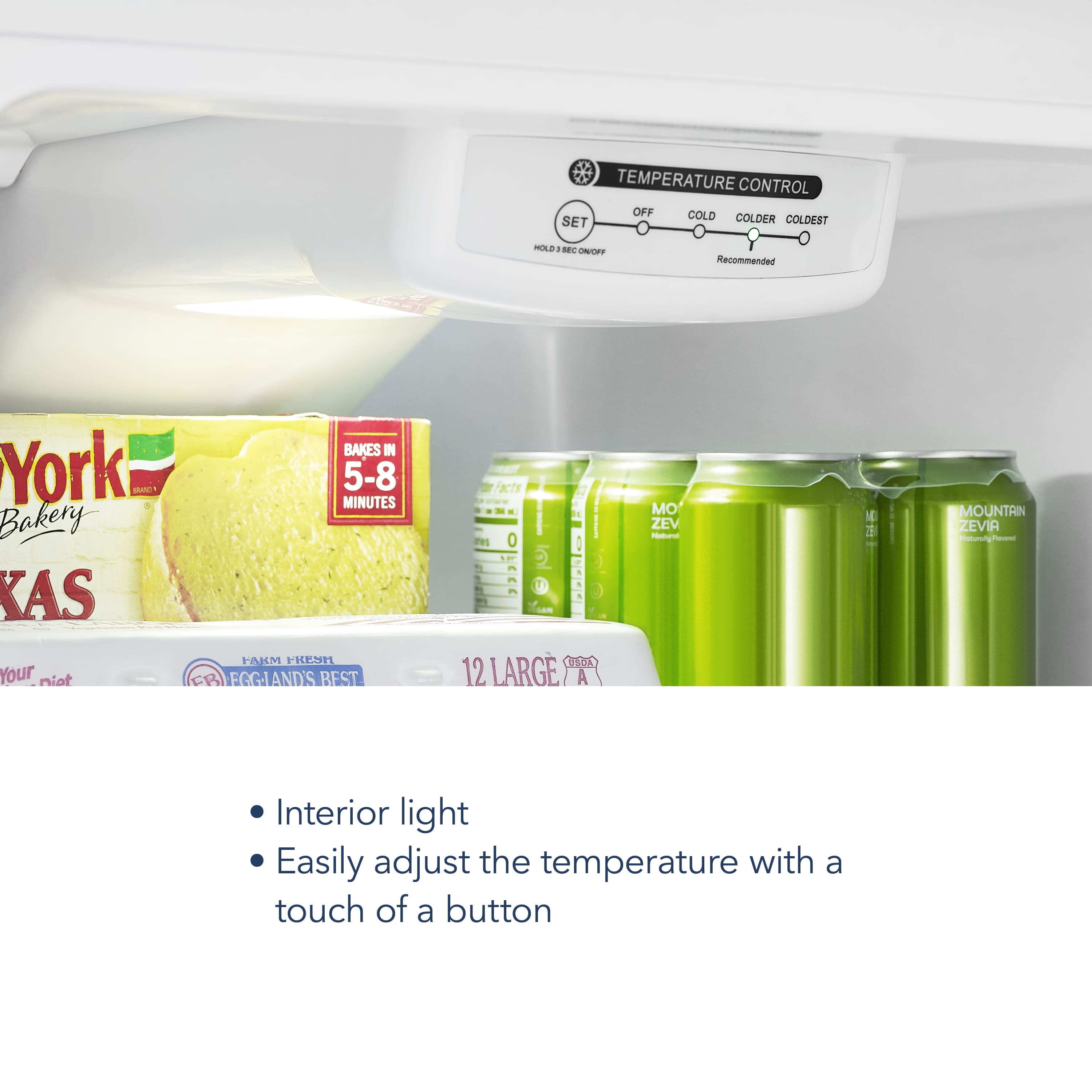 Temperature control off. Cold set colder. Coldest. Mad. Your nist bakes in 5-8 minutes. Facts: 0:51. 12 large mo zev - me a mo zevia. Interior light. Easily adjust the temperature with a touch of a button.