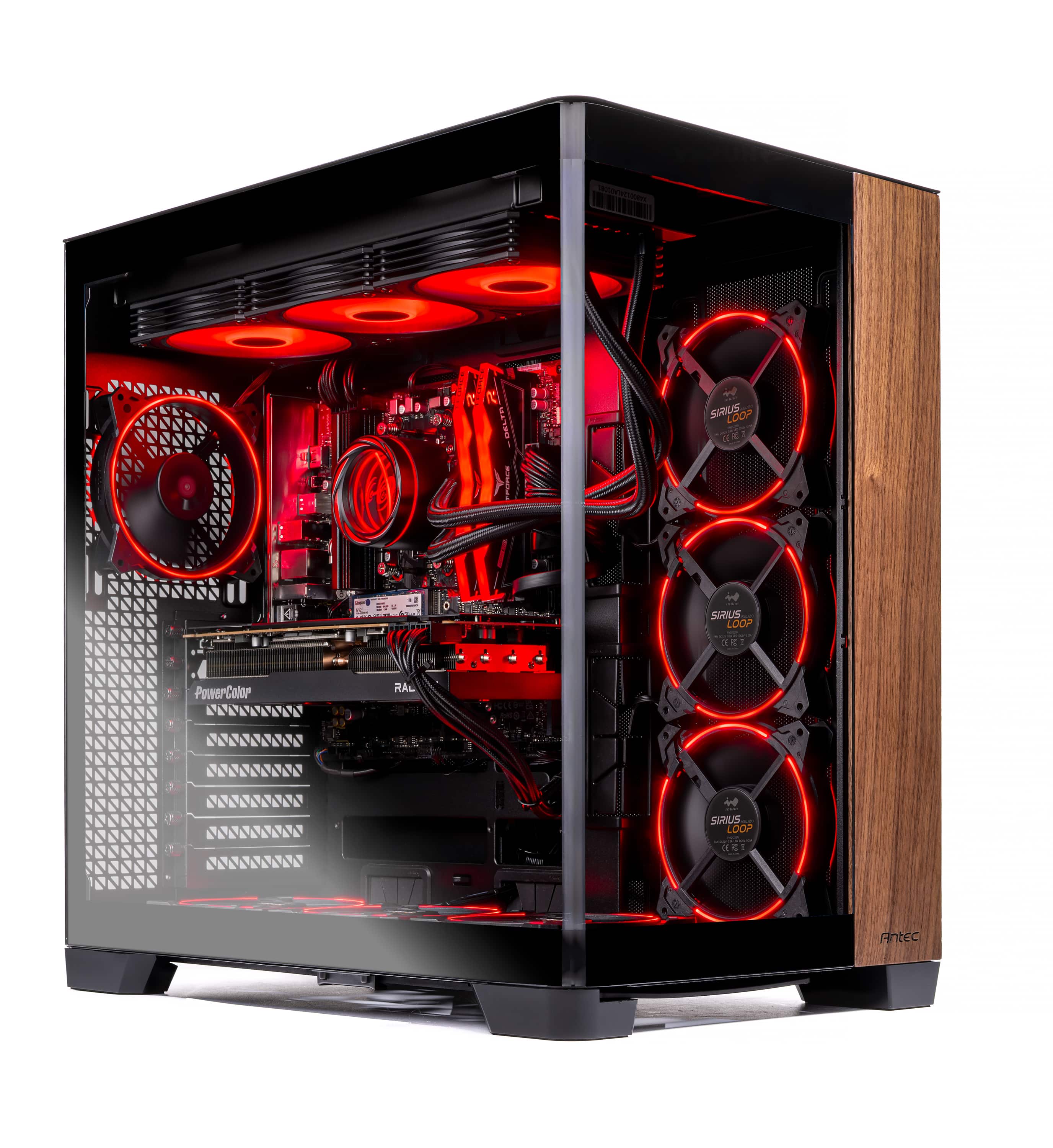 The text on the image reads: "K1 PowerColor Radeon R9 390X 8GB GDDR5 4GHz 2x128MB 4096MB 2x128MB 4096MB".