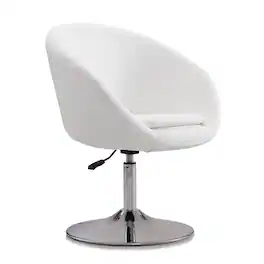 Manhattan Comfort - Hopper Modern Upholstered Swivel Lounge Chair - White