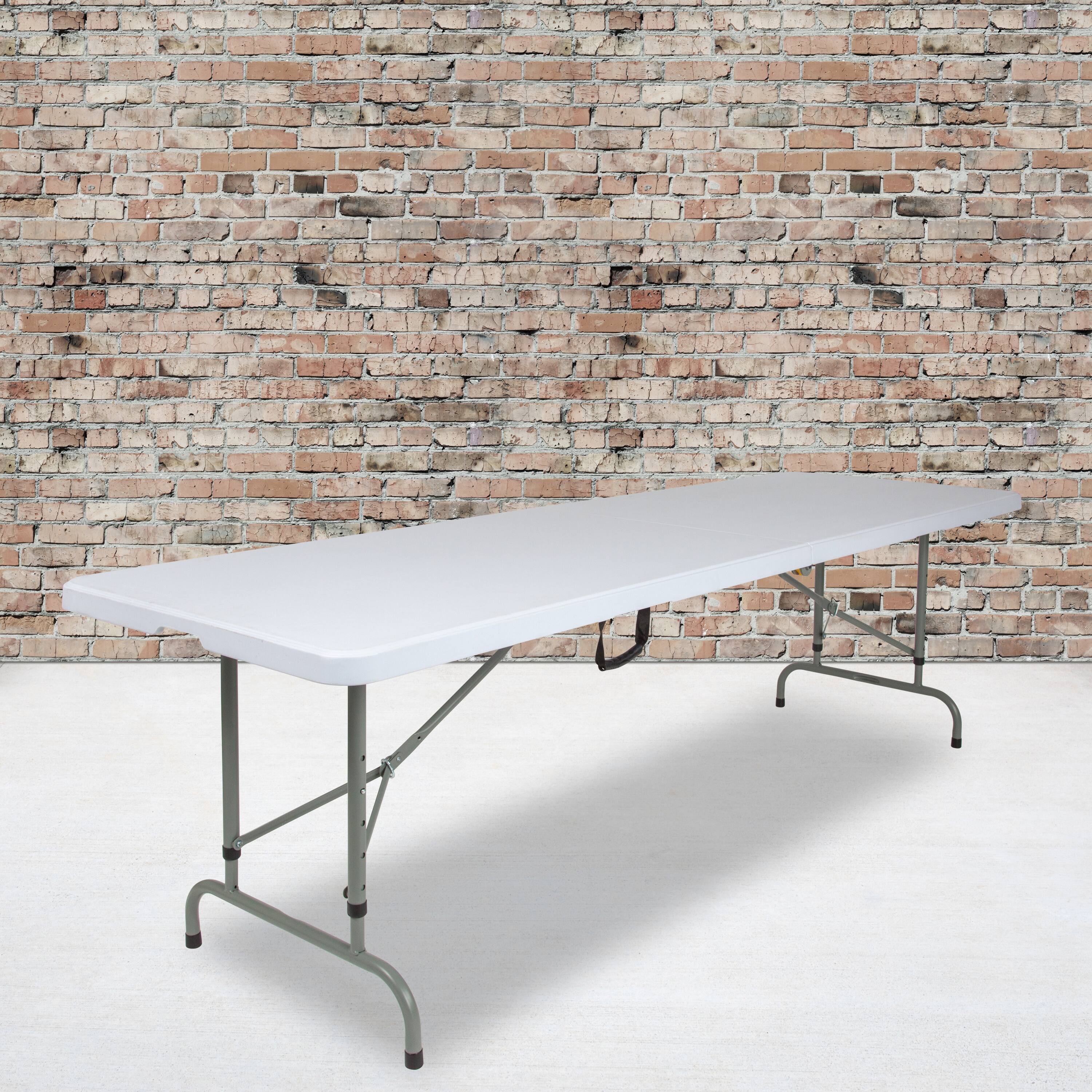 Alt View 11. Alamont Home - Kathryn 8-Foot Height Adjustable Bi-Fold Granite White Plastic Folding Table with Handle - Granite White.