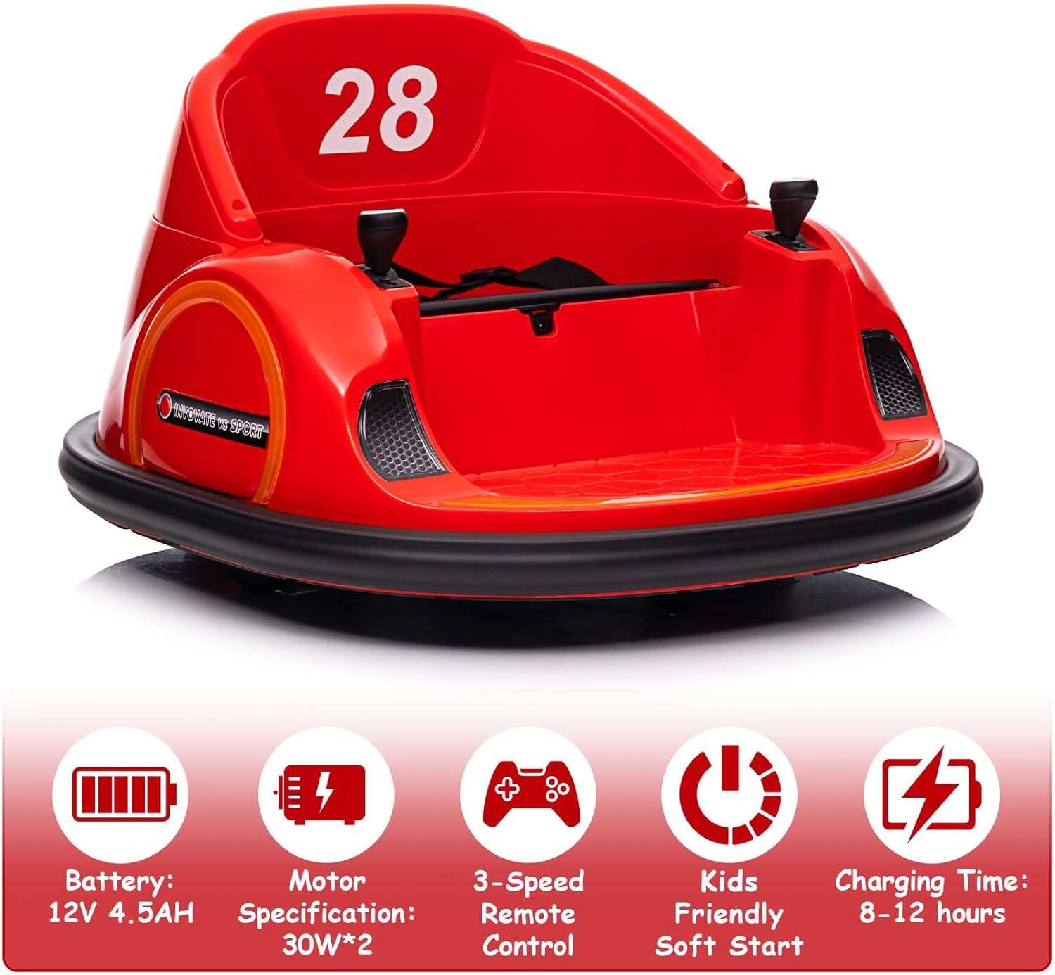 Jojoka 12V Kids Electric Bumper Car, 360° Spinning Ride On Toy with ...