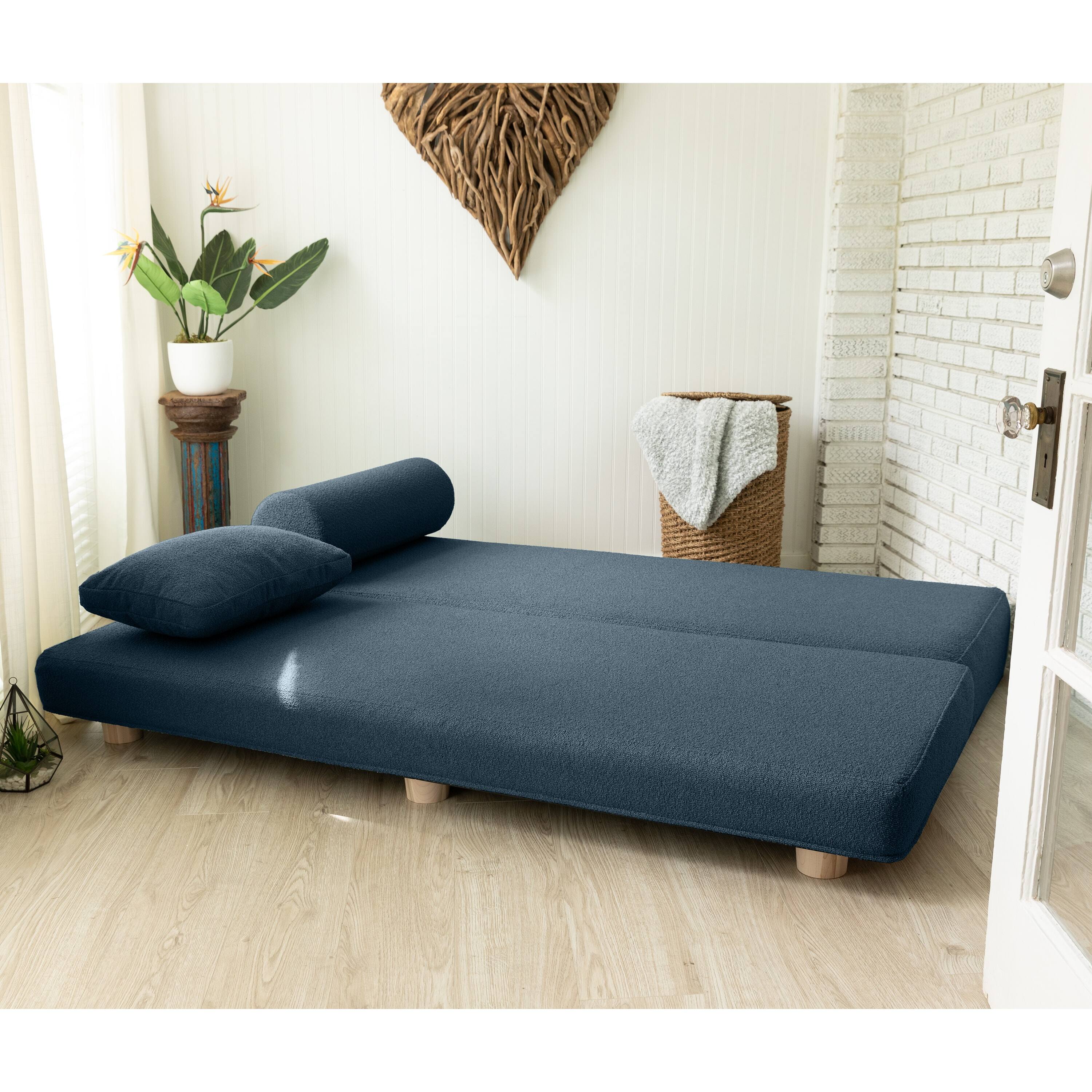 Back. Jaxx - Jaxx Avida Daybed Fold Out Queen Sleeper, Premium Boucle: Navy - Navy.
