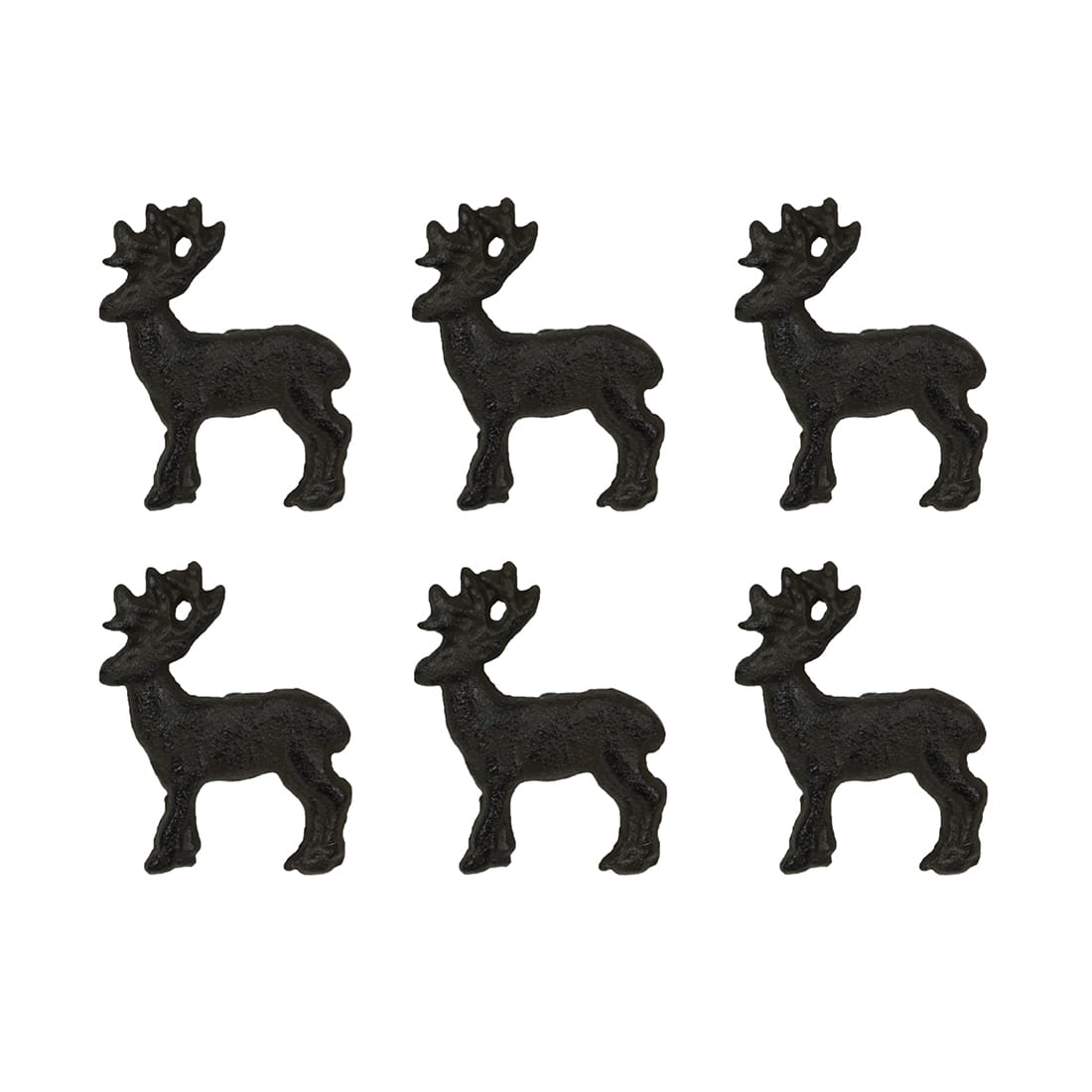 Zeckos - Set of 6 Cast Iron Deer Drawer Pulls Decorative Cabinet Knob Rustic Home Decor - Brown