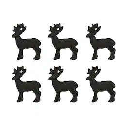 Zeckos - Set of 6 Cast Iron Deer Drawer Pulls Decorative Cabinet Knob Rustic Home Decor - Brown