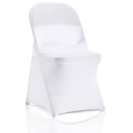 JETRANSPORT - Bricia 20 White Stretch Spandex Folding Chair Slipcovers Dining Room Covers Protector For Wedding Banquet - White 12 folding chair cover