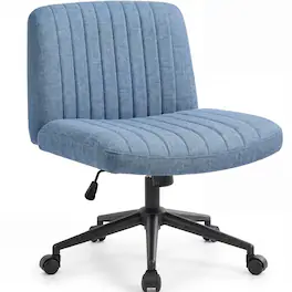 Celtoss - Criss Cross Chair with Wheels, Armless Cross-Legged Office Chair, Rolling Vanity Makeup Chair - Dual - Dual-Blue