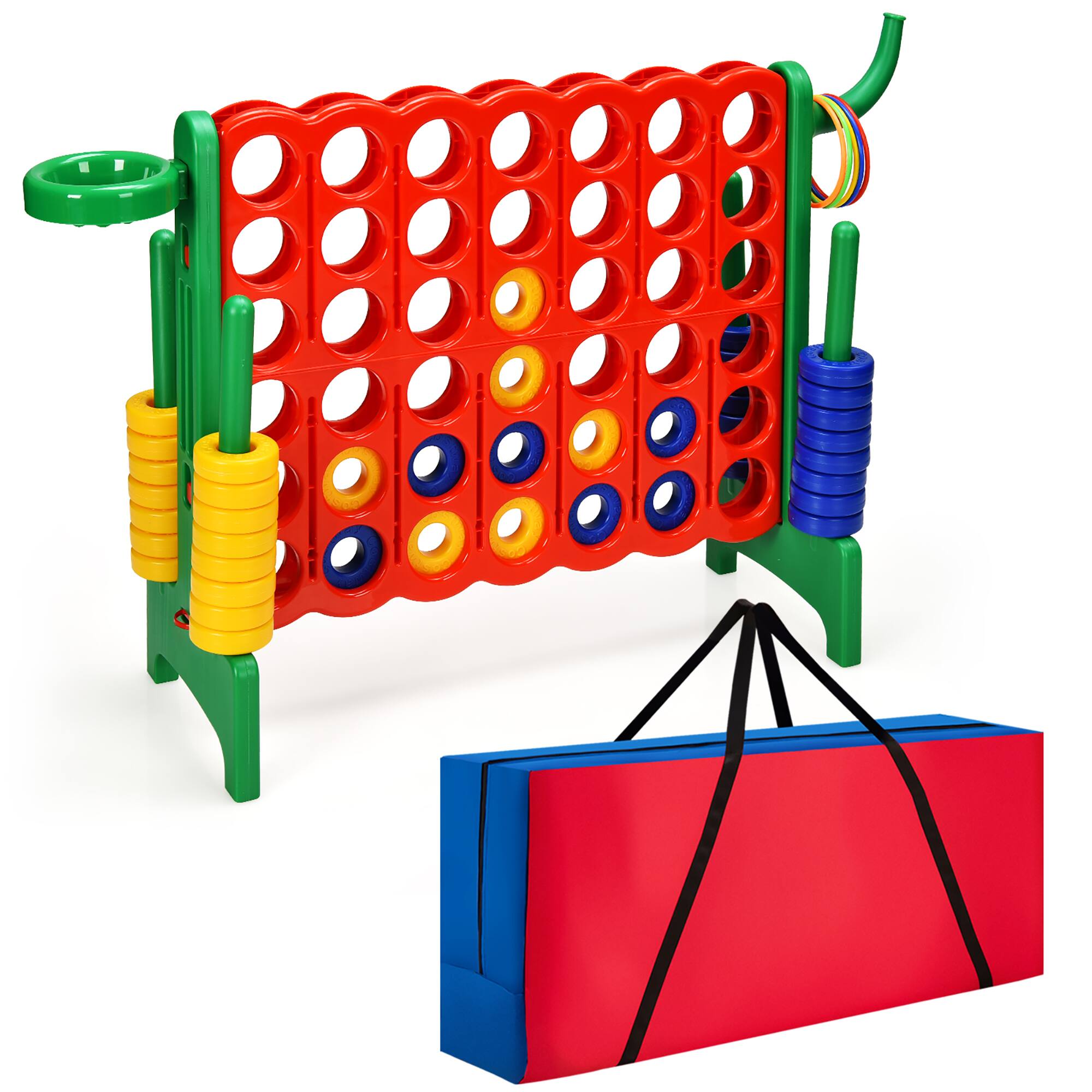 Costway - Giant 4 in A Row Jumbo 4-to-Score Game Set W/Storage Carrying Bag for Kids Adult - Red/Green price history on PriceWatchPro