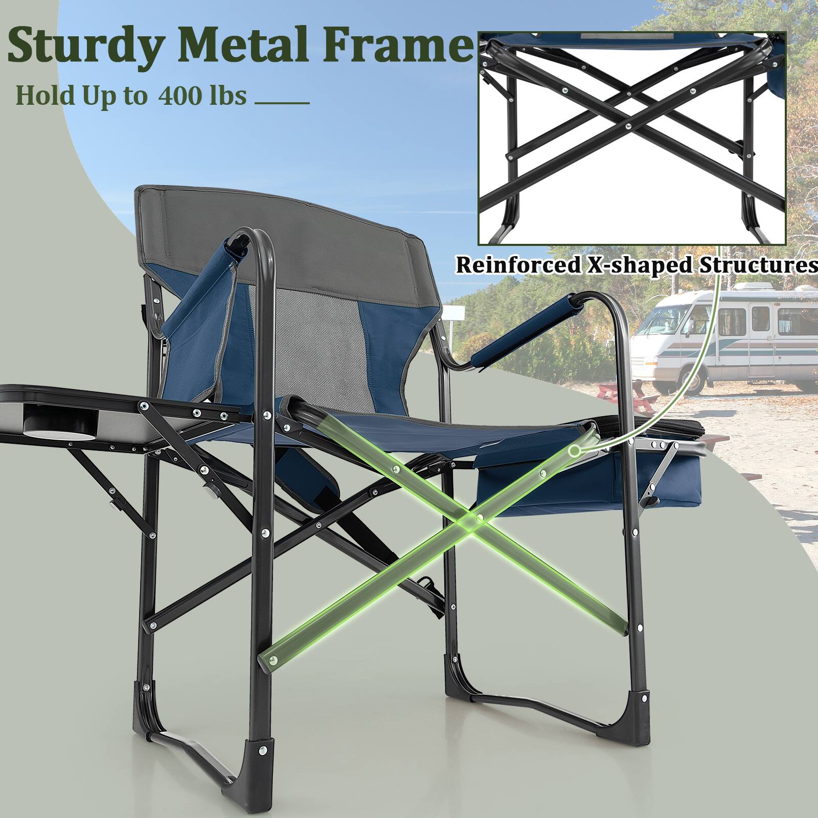 Sturdy Metal Frame Hold Up to 400 lbs Reinforced X-shaped Structures