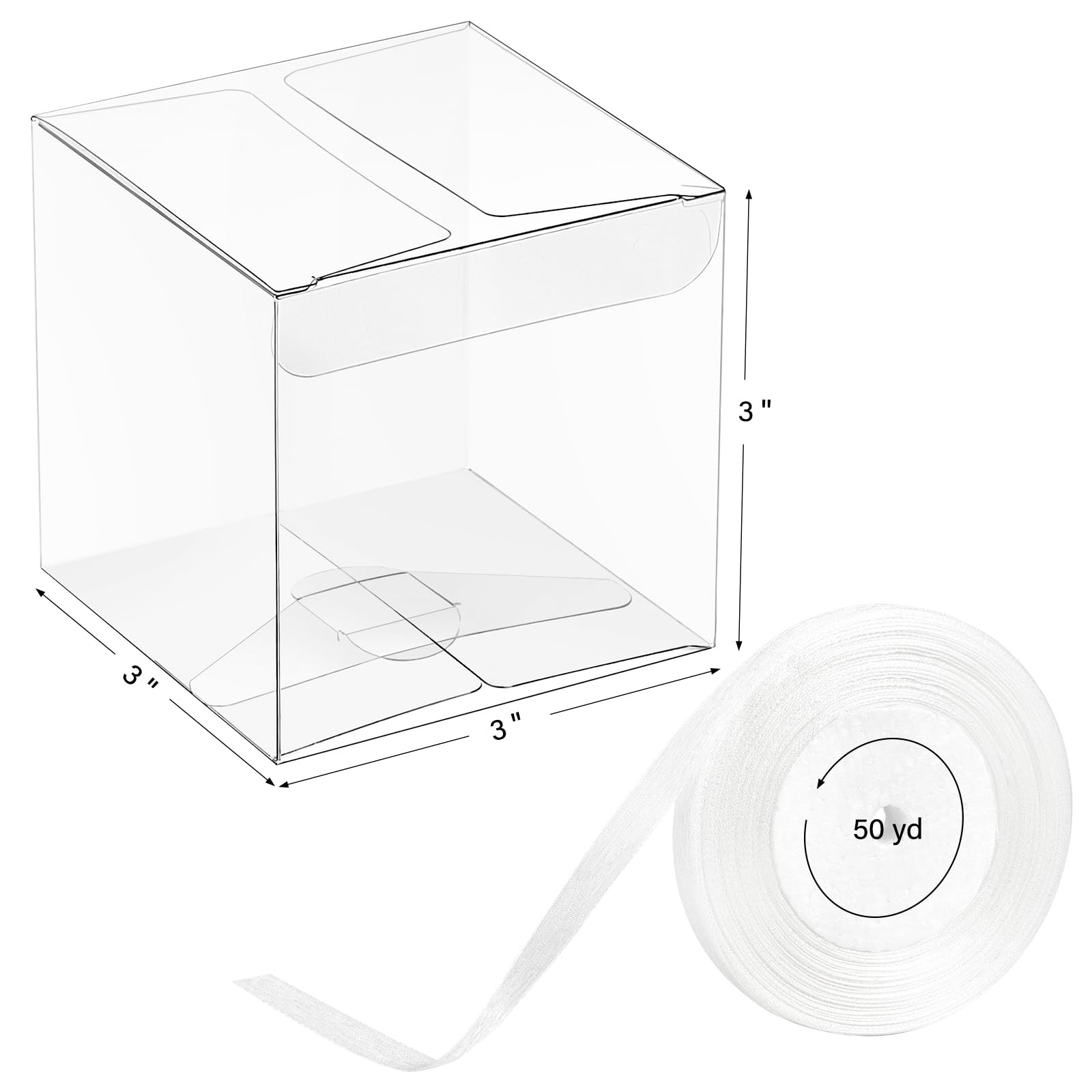 Alt View 2. Paradigms Interiors - Inches Clear Favor Boxes Small Plastic Gift With Ribbons For Cupcakes Cocoa Bombs Wedding Shower Birthday P... - 2x2x2 Inch.