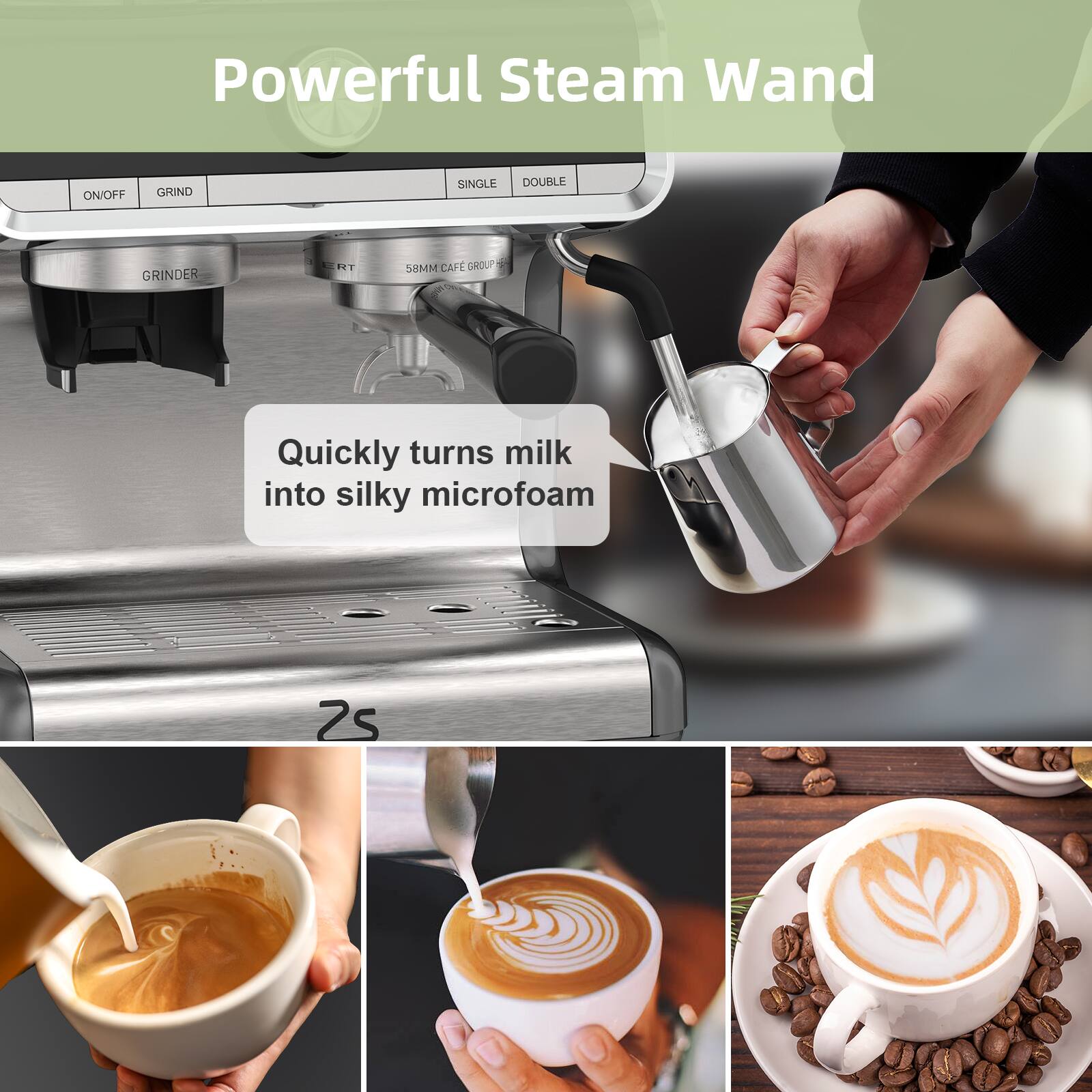Powerful Steam Wand

Quickly turns milk into silky microfoam

2s