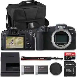 Bundle - Canon - EOS RP Camera with Extra Battery, 64GB Memory Card & Case - Black