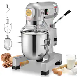 VEVOR - Commercial Food Mixer, 14L Commercial Stand Mixer with 3 Adjustable Speeds, 550W Dough Mixer with Stainless Steel Bowl - Silver